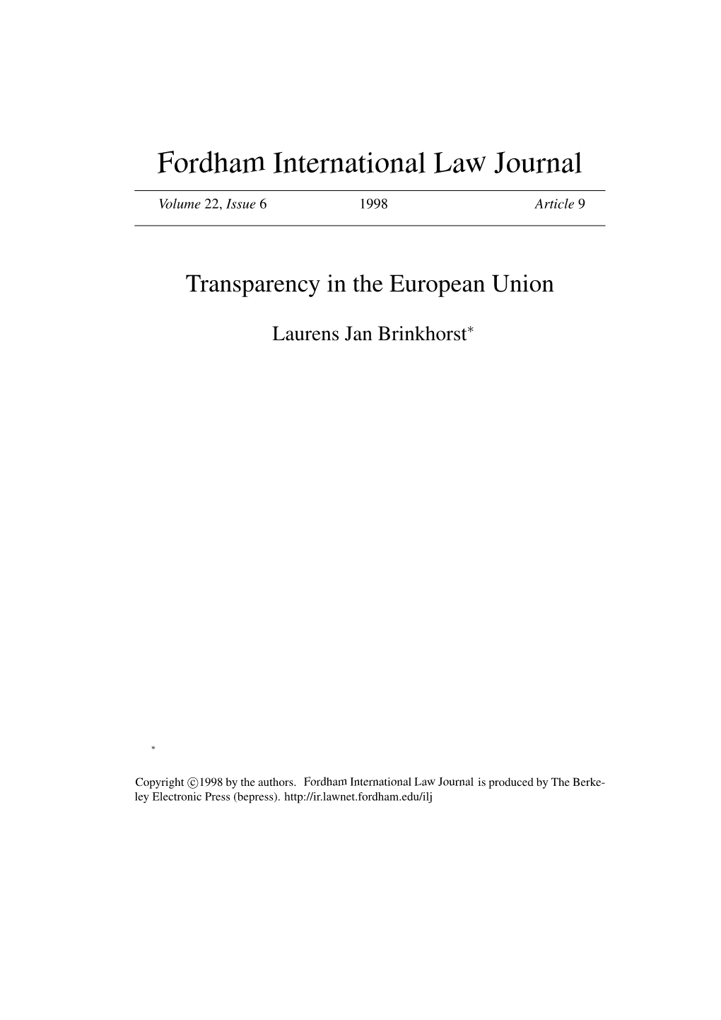 Transparency in the European Union