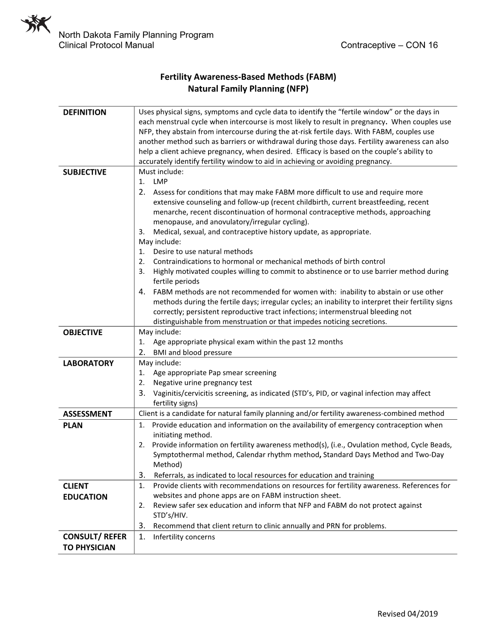 Fertility Awareness-Based Methods (FABM) Natural Family Planning (NFP)