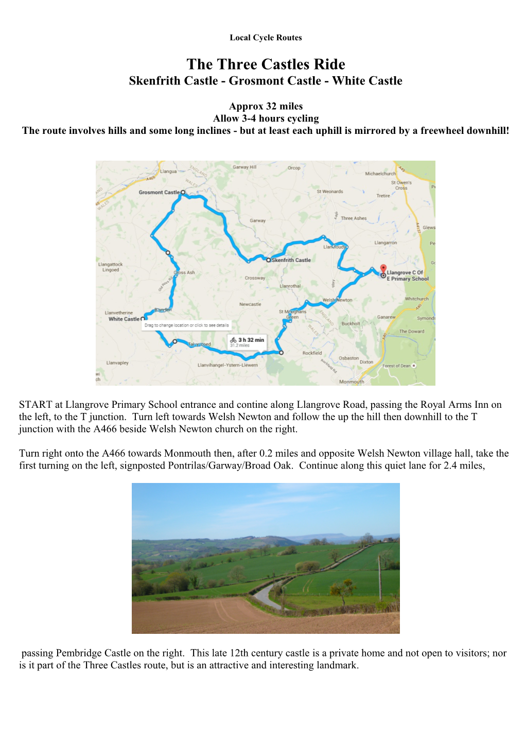 Local Cycle Routes the Three Castles Ride Skenfrith Castle - Grosmont Castle - White Castle
