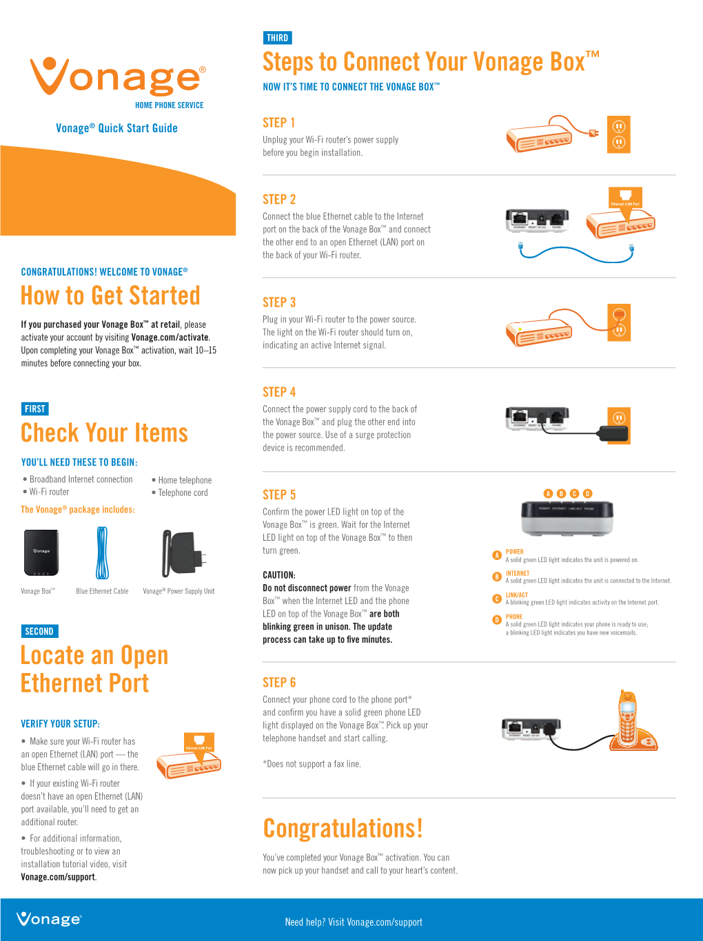 Locate an Open Ethernet Port Steps to Connect Your Vonage Box