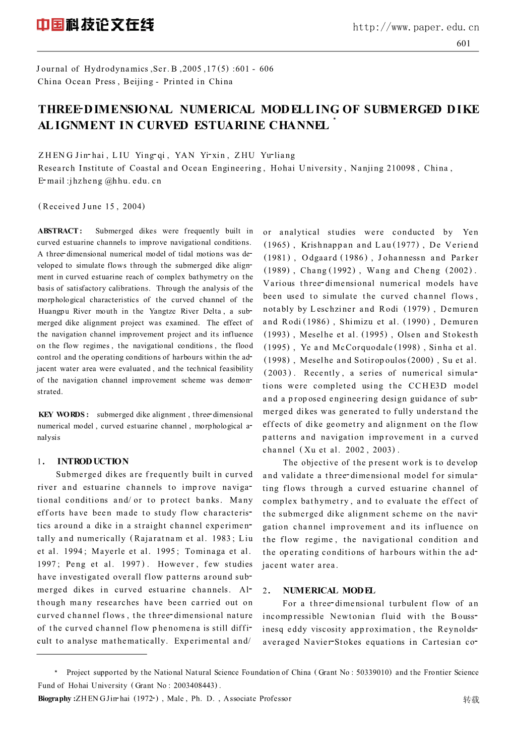 Three2dimensional Numerical Modell Ing of Submerged Dike Al Ignment in Curved Estuarine Channel 3