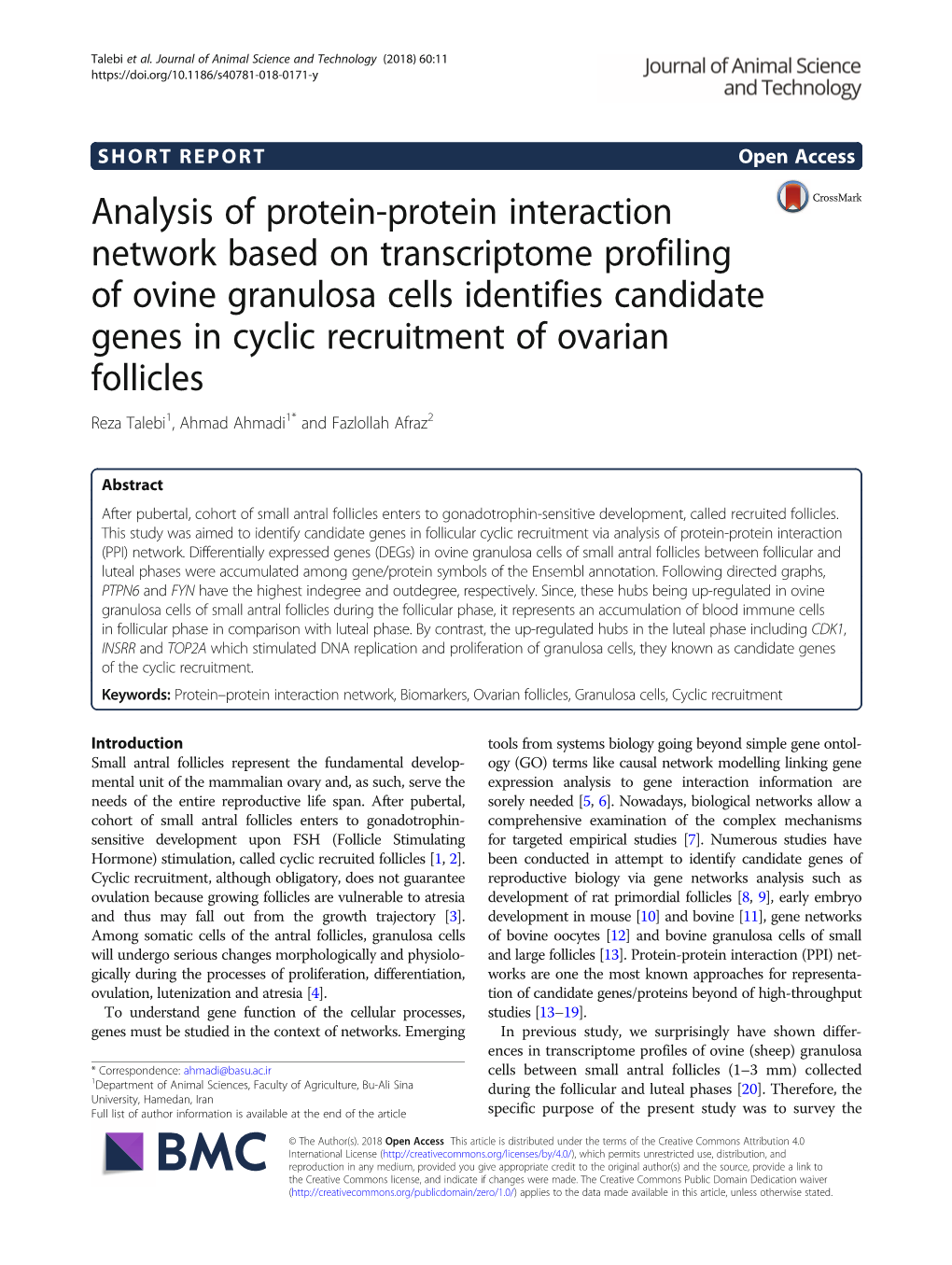 Analysis of Protein-Protein Interaction Network Based on Transcriptome