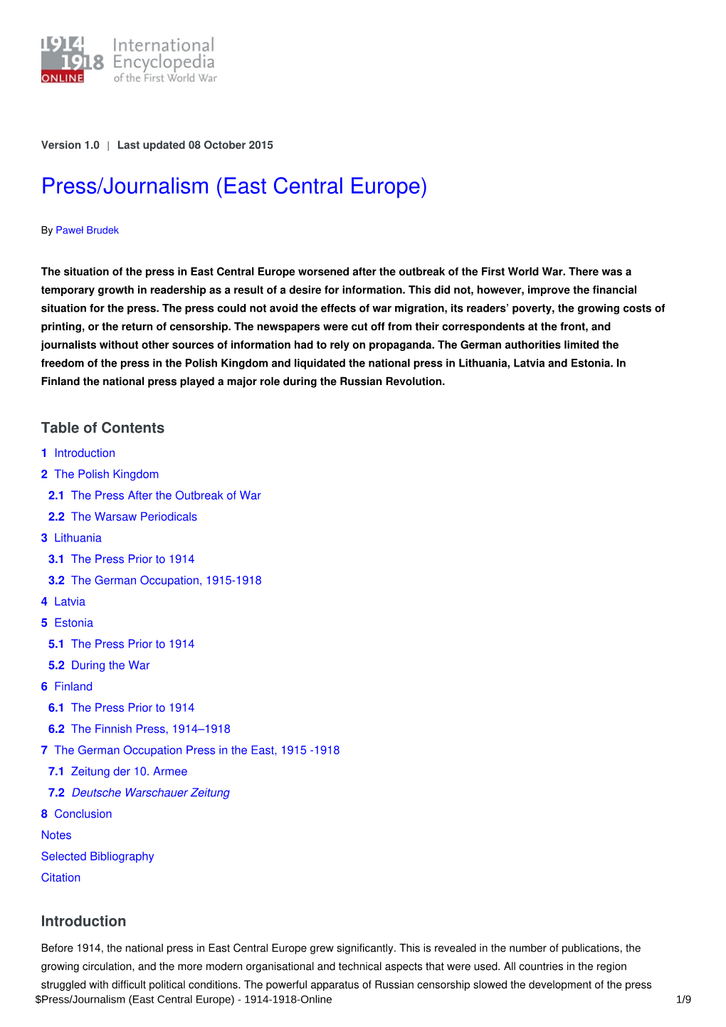 Press/Journalism (East Central Europe)