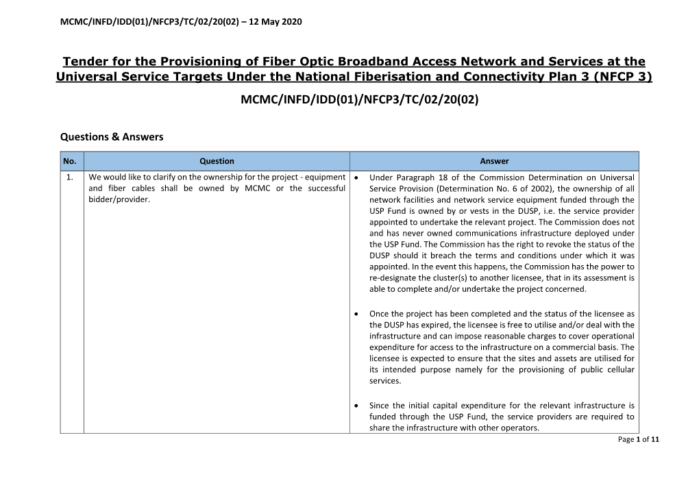 MCMC/INFD/IDD(01)/NFCP3/TC/02/20(02) – 12 May 2020