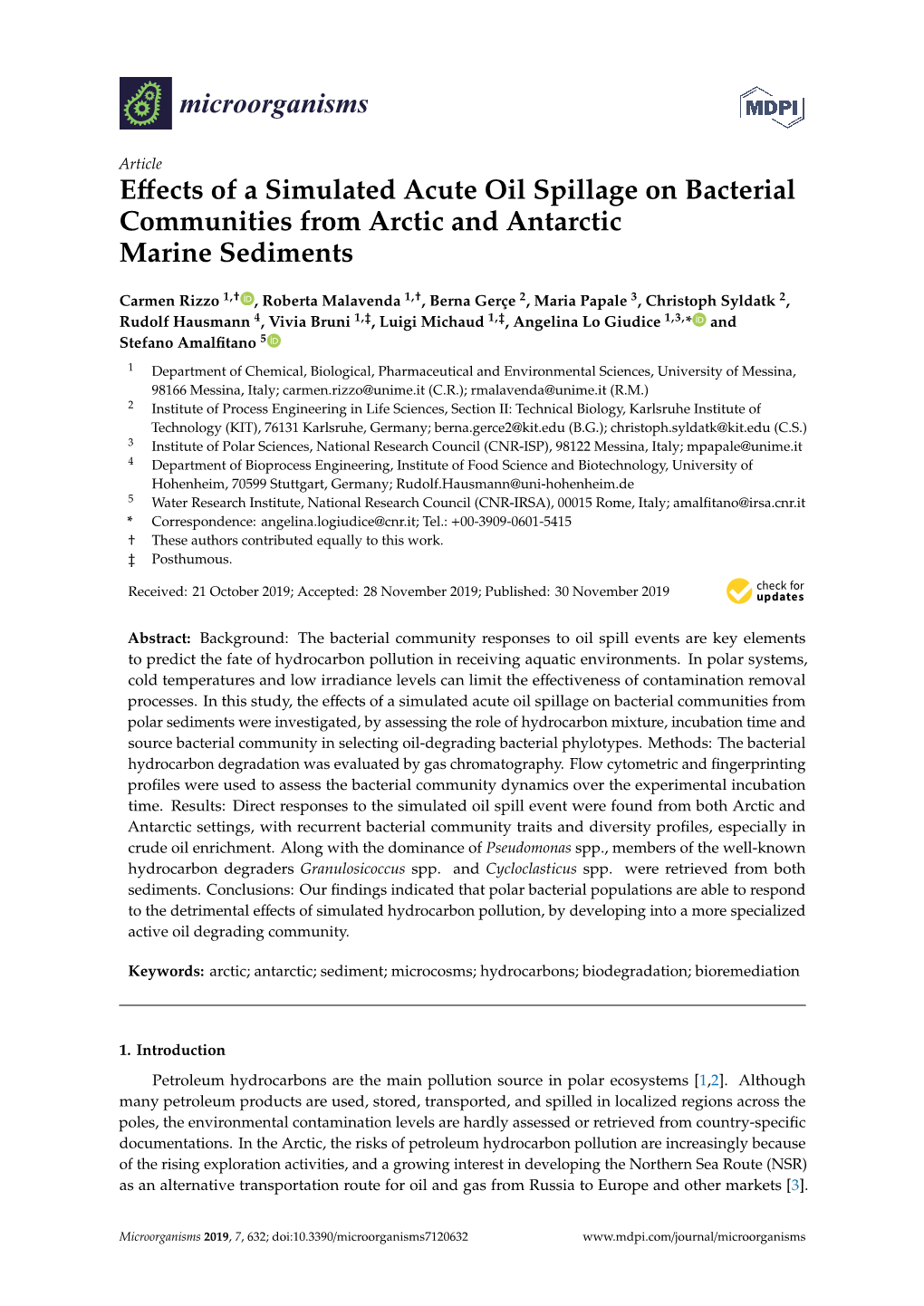 Effects of a Simulated Acute Oil Spillage on Bacterial Communities