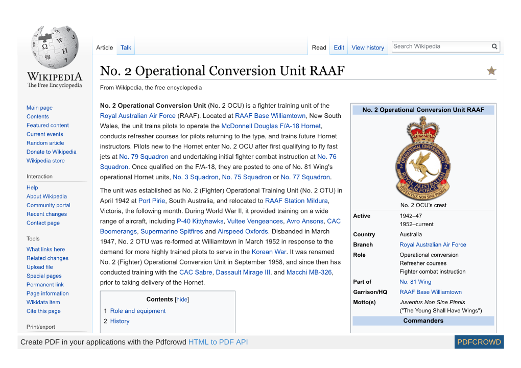 No. 2 Operational Conversion Unit RAAF