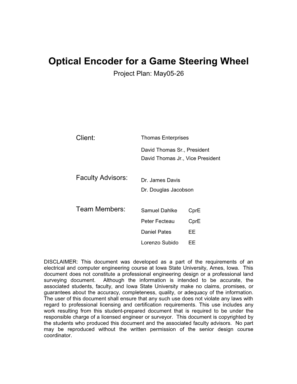 Optical Encoder for a Game Steering Wheel