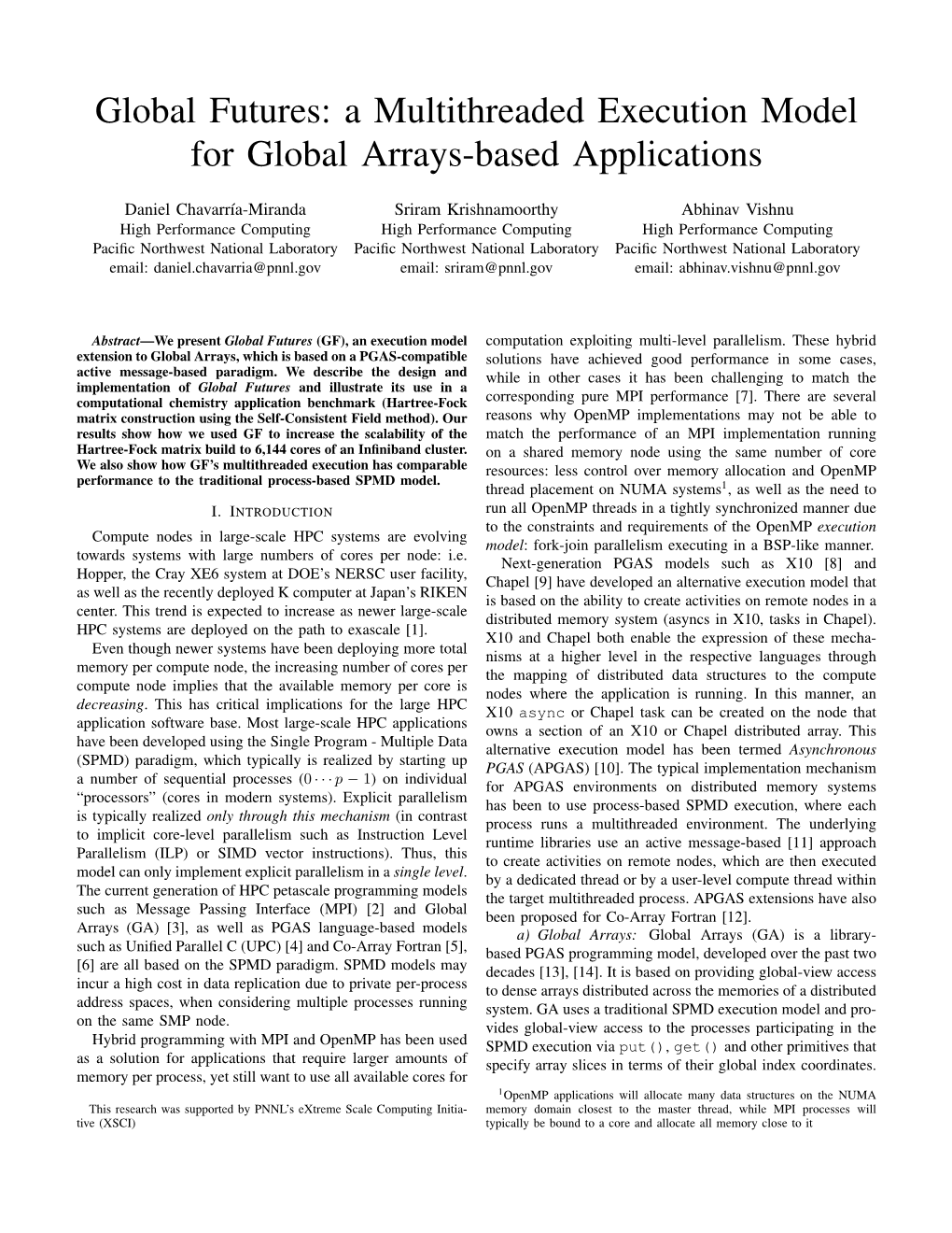 Global Futures: a Multithreaded Execution Model for Global Arrays-Based Applications