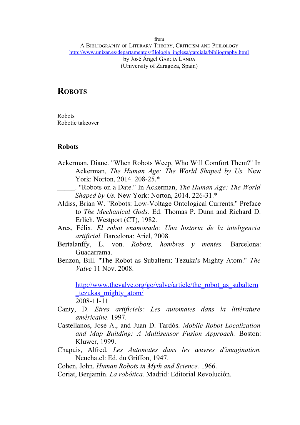 From a Bibliography of Literary Theory, Criticism and Philology (10Th Ed s1