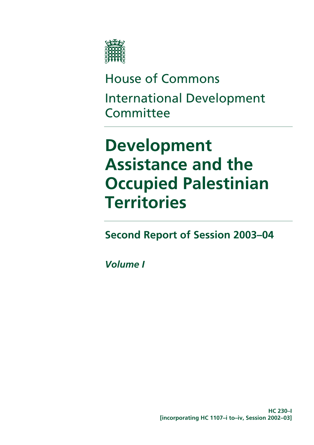 Development Assistance and the Occupied Palestinian Territories