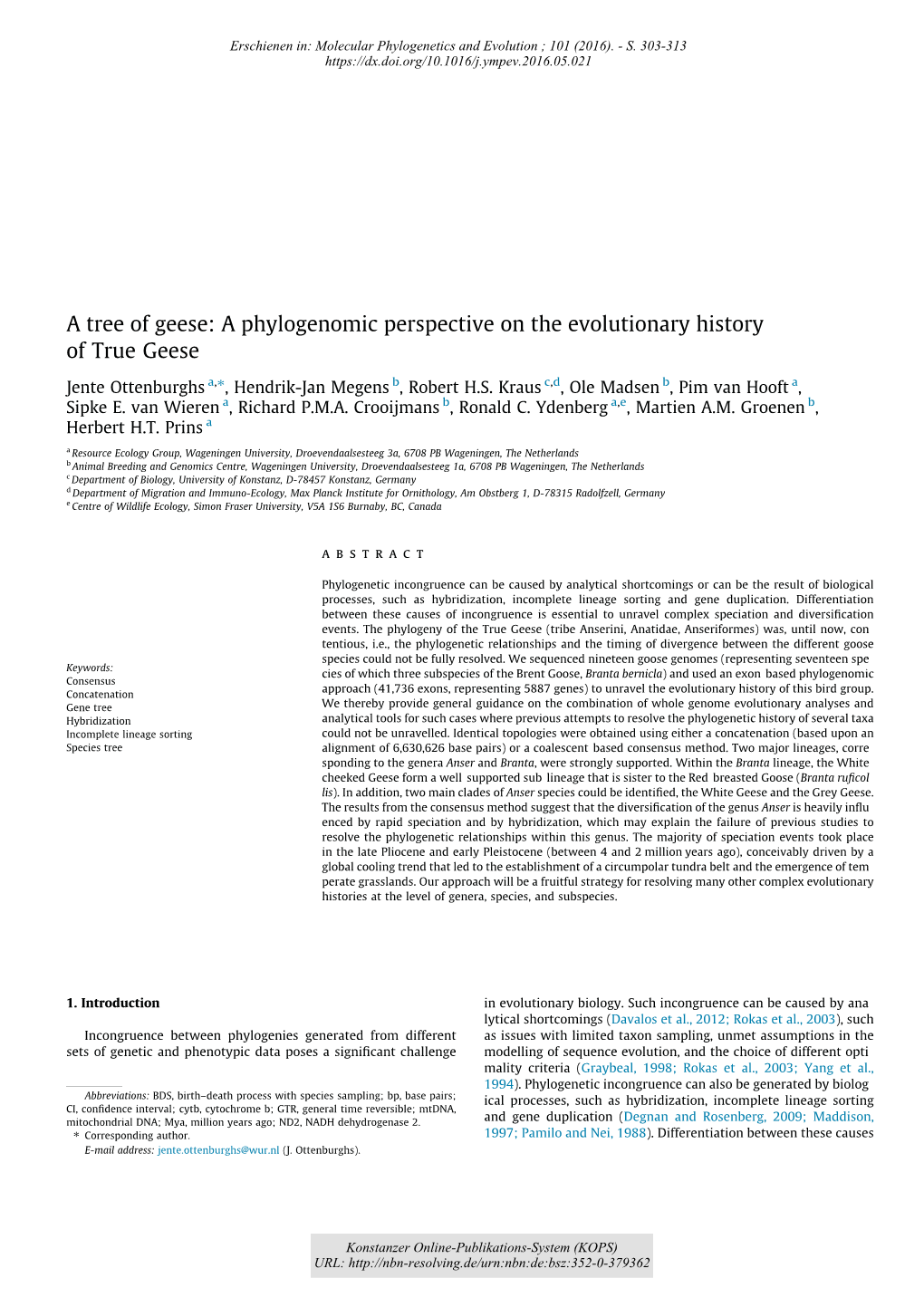 A Tree of Geese : a Phylogenomic Perspective on the Evolutionary