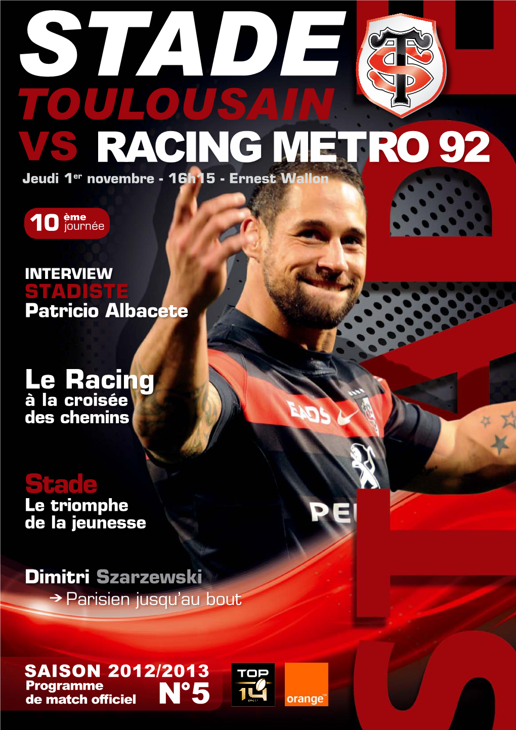 RACING METRO 92 Jeudi 1Er Novembre - 16H15 - Ernest Wallon