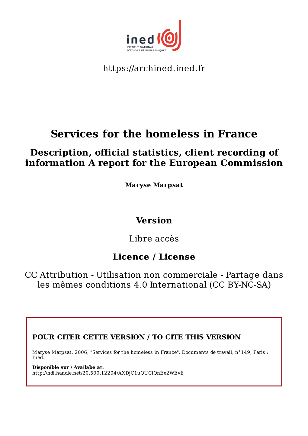 Services for the Homeless in France