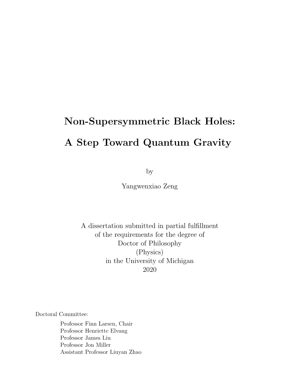 Non-Supersymmetric Black Holes: a Step Toward Quantum Gravity