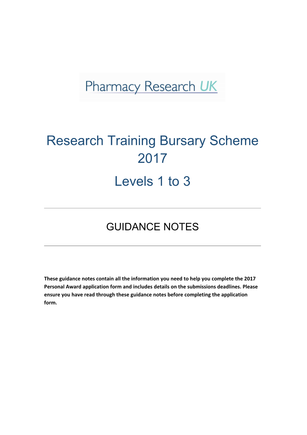 Research Training Bursary Scheme 2017