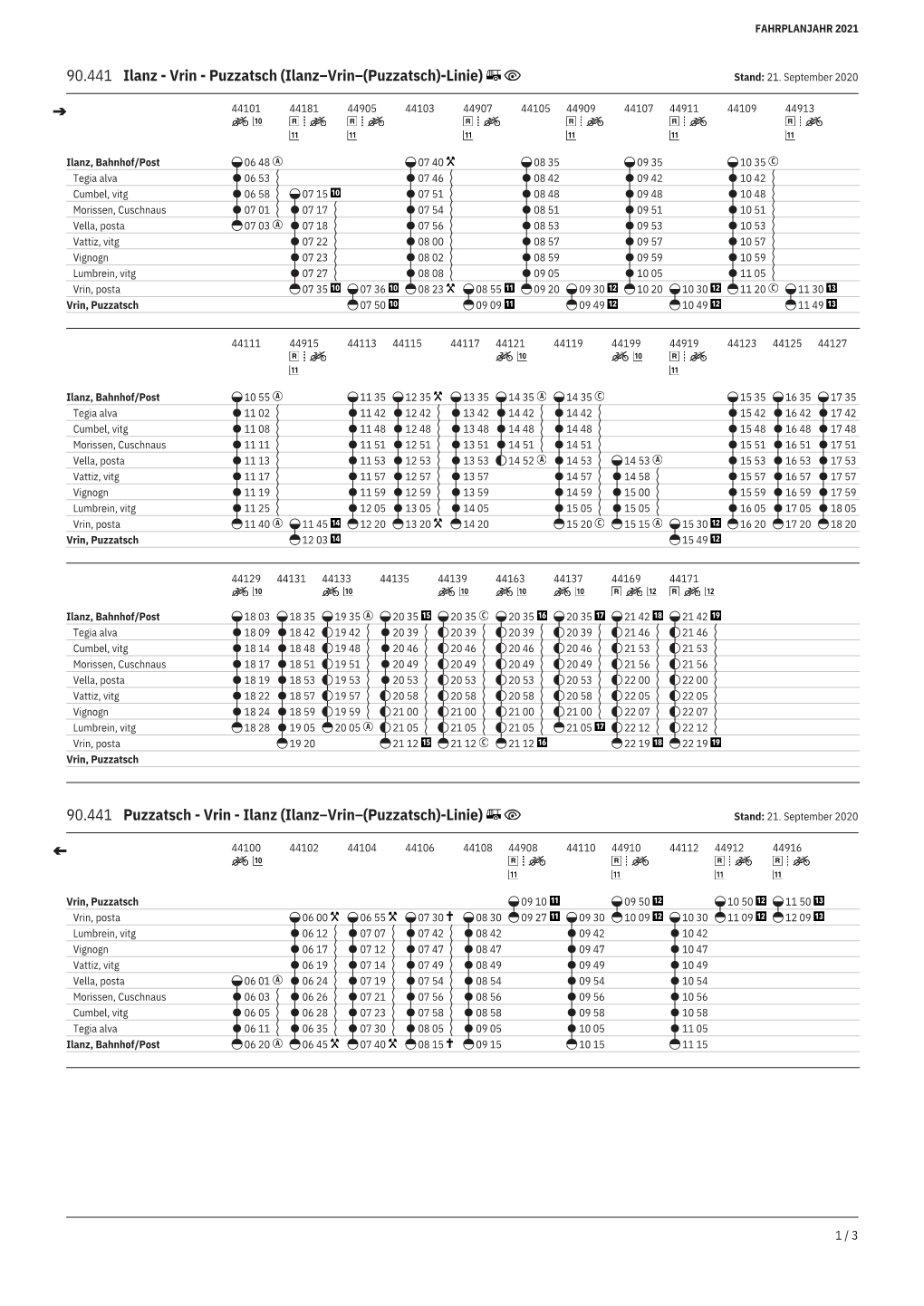 90.441 Ilanz - Vrin - Puzzatsch (Ilanz–Vrin–(Puzzatsch)-Linie) Stand: 21