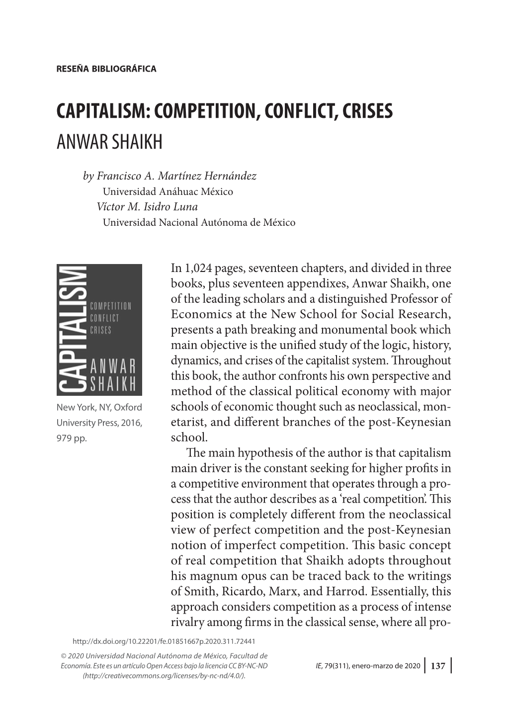 Capitalism: Competition, Conflict, Crises Anwar Shaikh