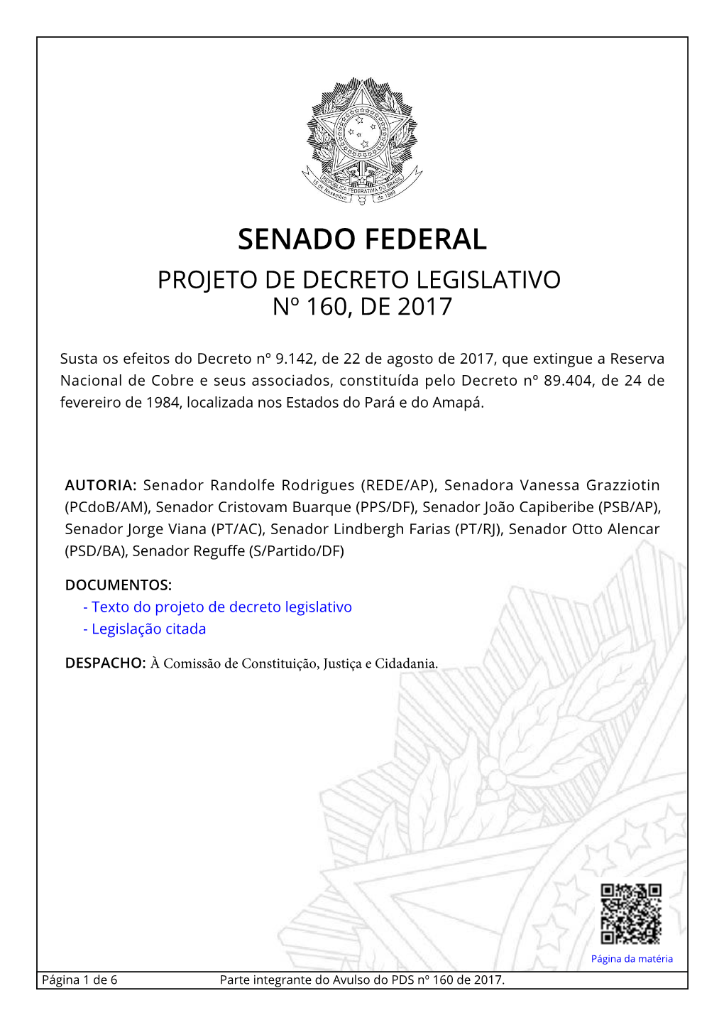 Projeto De Decreto Legislativo Nº , De 2017