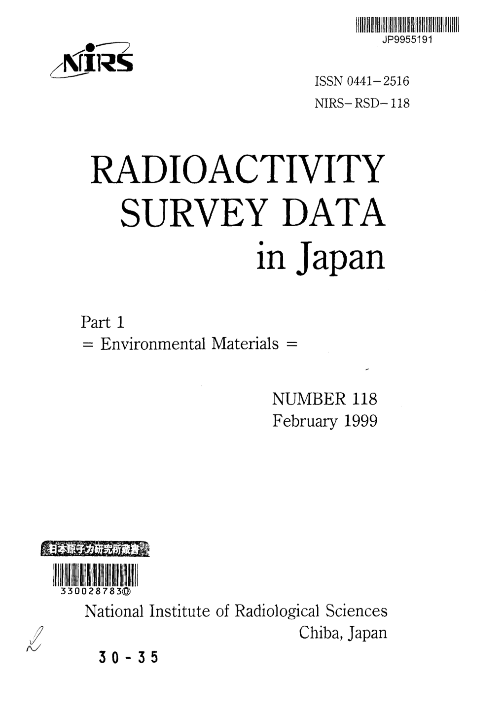 RADIOACTIVITY SURVEY DATA in Japan