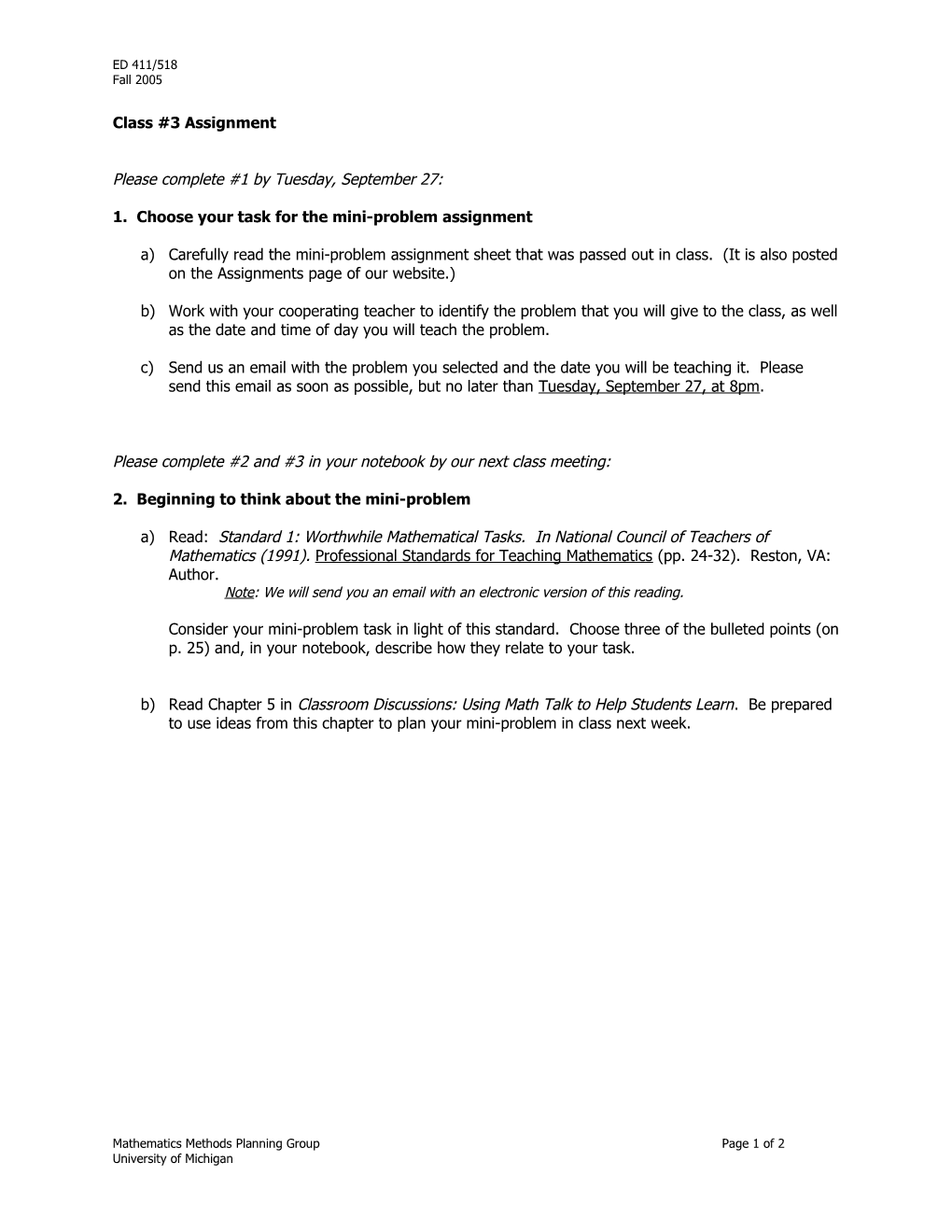 1. Choose Your Task for the Mini-Problem Assignment