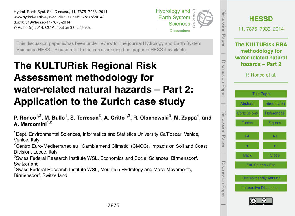 The Kulturisk RRA Methodology for Water-Related Natural Hazards – Part 2