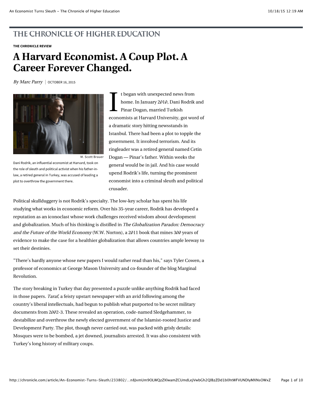 An Economist Turns Sleuth - the Chronicle of Higher Education 10/18/15 12:19 AM