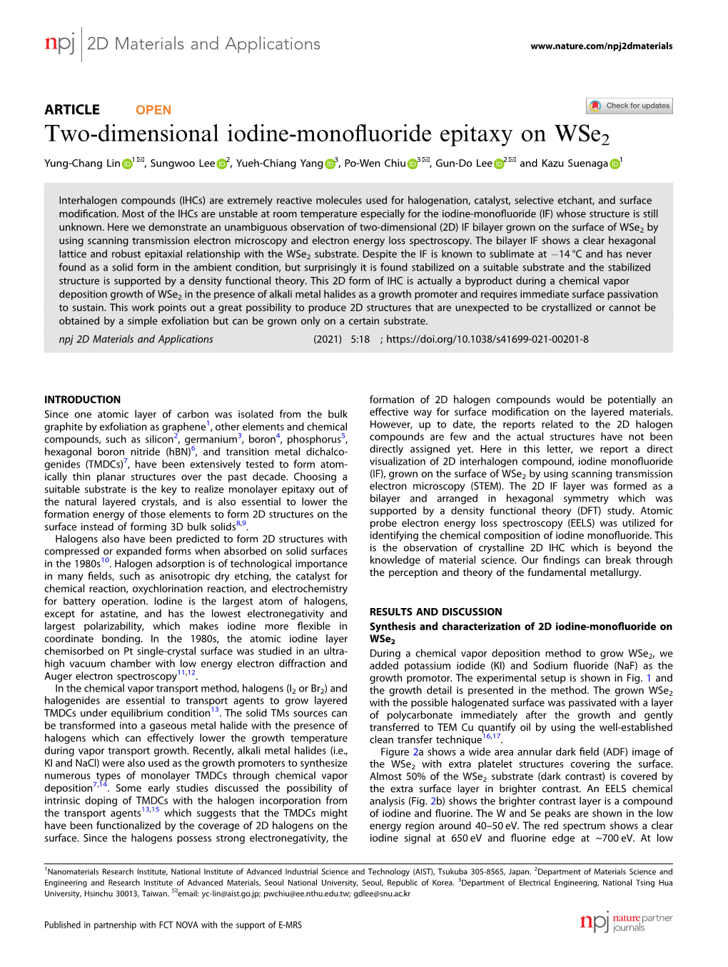 Two-Dimensional Iodine-Monofluoride Epitaxy on Wse2