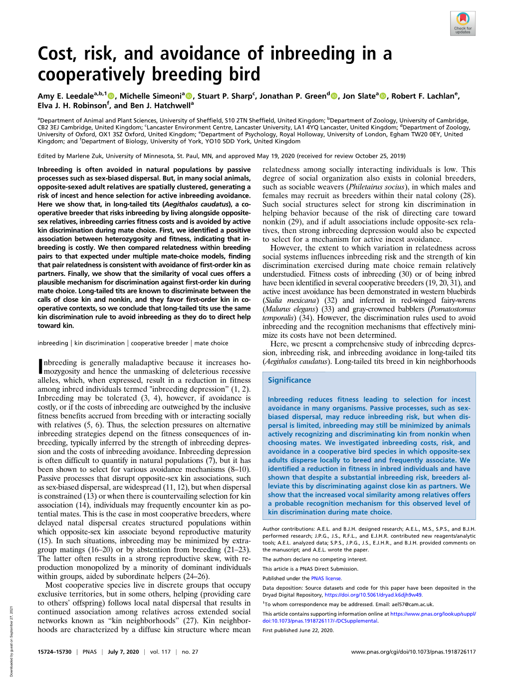 Cost, Risk, and Avoidance of Inbreeding in a Cooperatively Breeding Bird