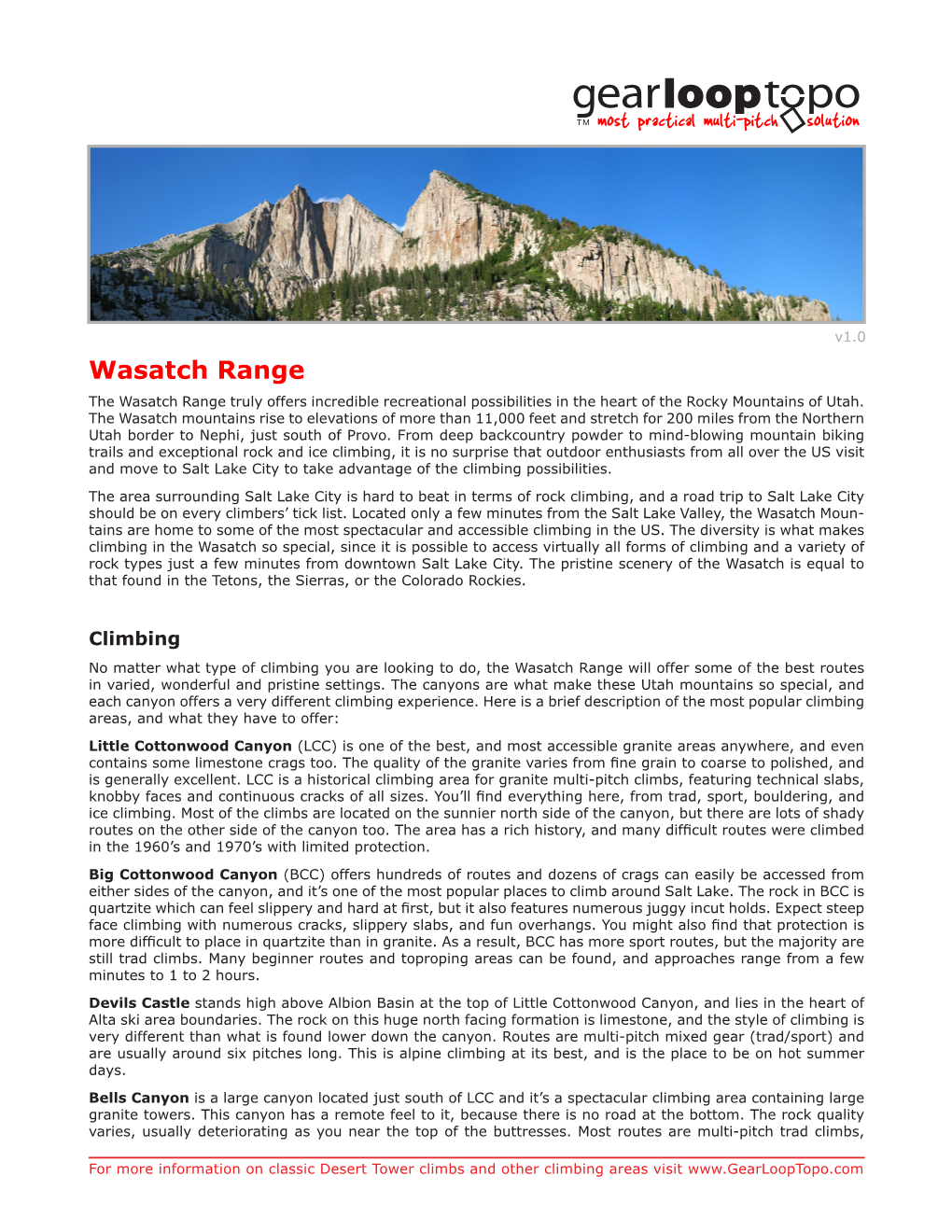 Wasatch Range the Wasatch Range Truly Offers Incredible Recreational Possibilities in the Heart of the Rocky Mountains of Utah