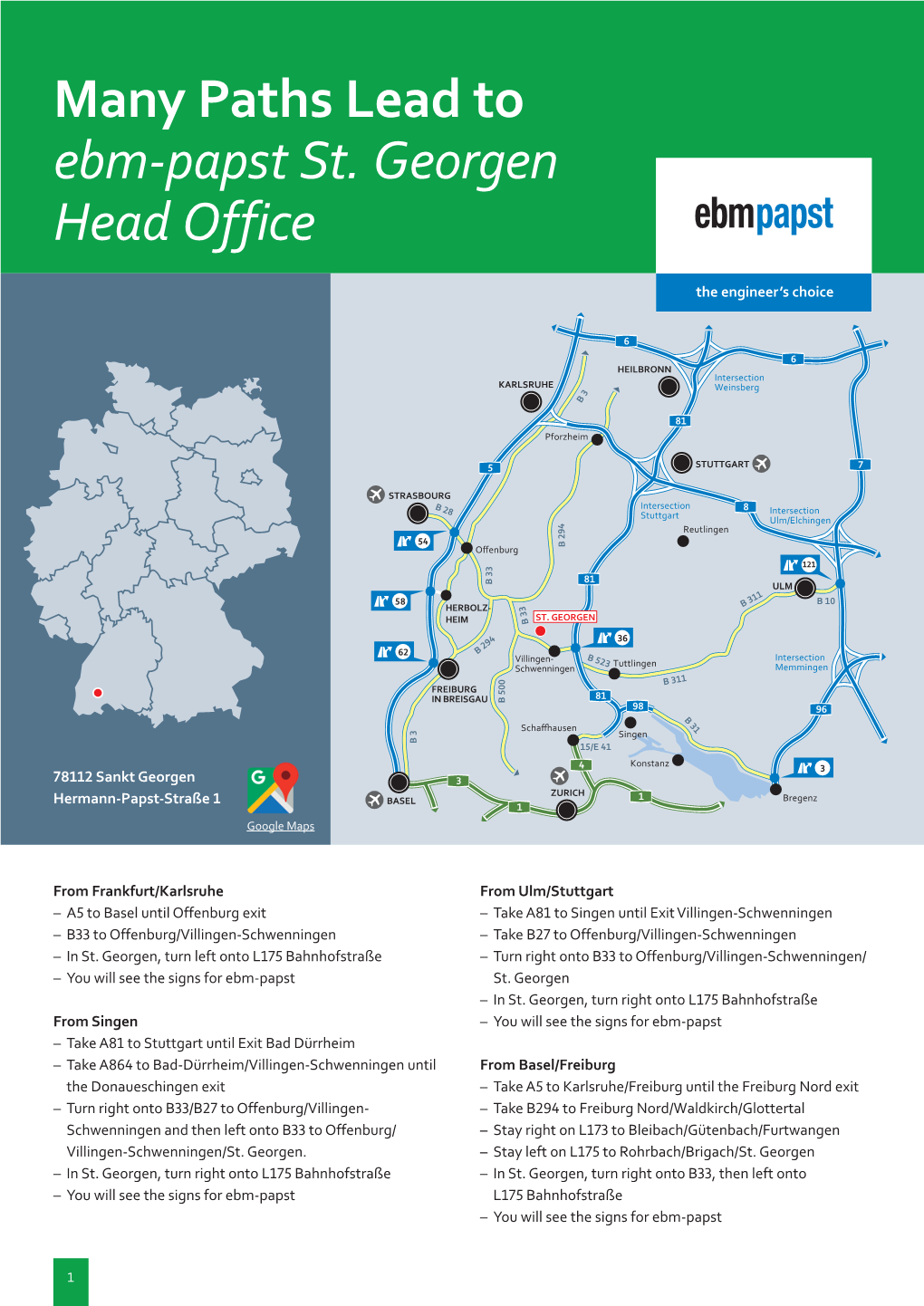 How to Get to Ebm-Papst in St. Georgen Head Office