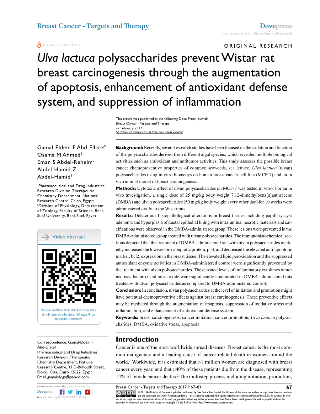 Ulva Lactuca Polysaccharides Prevent Breast Carcinogenesis Open Access to Scientific and Medical Research DOI