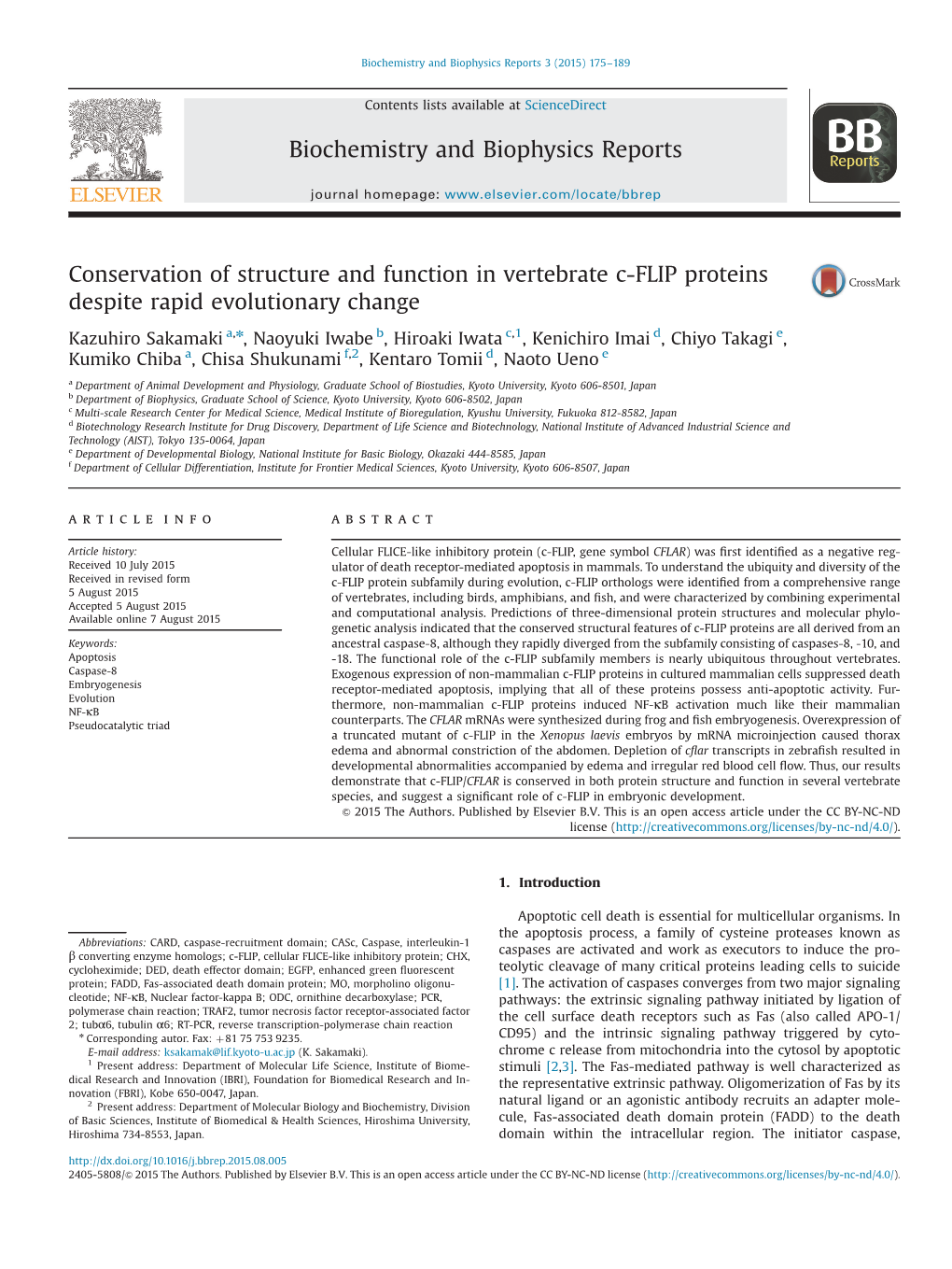 Conservation of Structure and Function in Vertebrate C-FLIP Proteins Despite Rapid Evolutionary Change