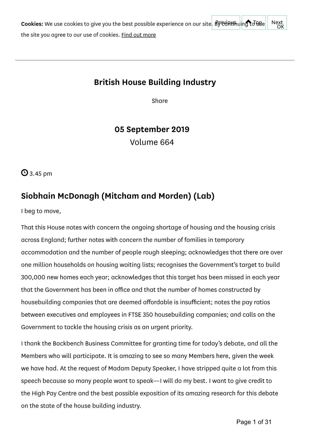 British House Building Industry 05 September 2019 Volume 664