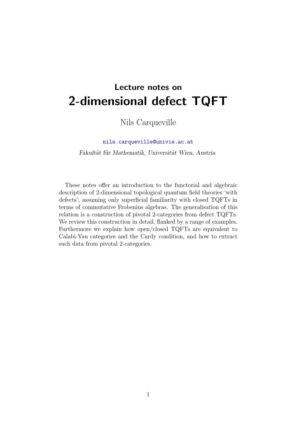 2-Dimensional Defect TQFT