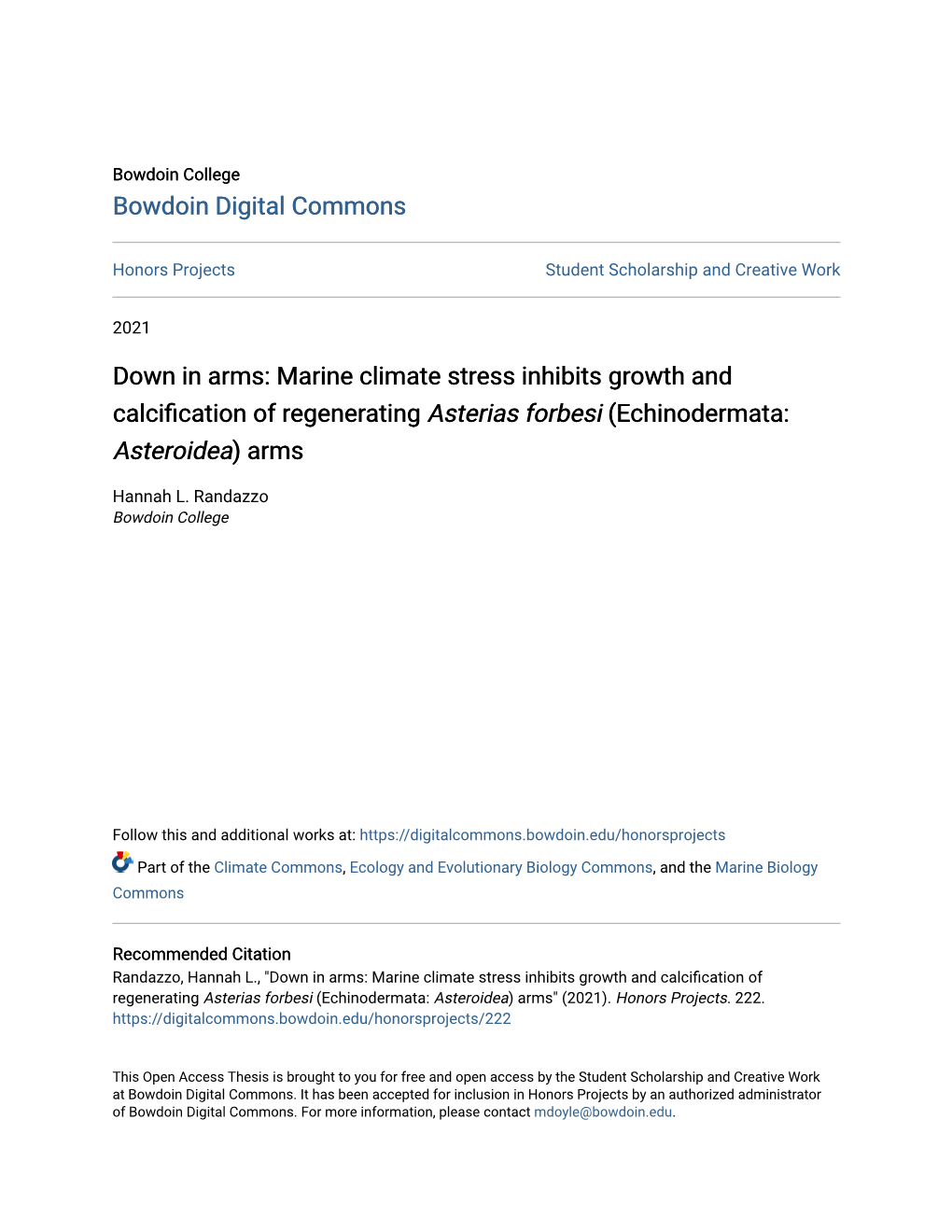 Marine Climate Stress Inhibits Growth and Calcification of Regenerating <I>