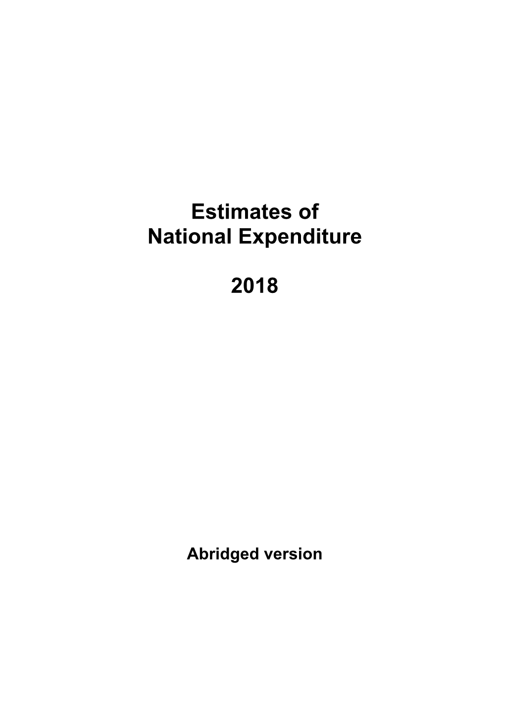 Estimates of National Expenditure 2018