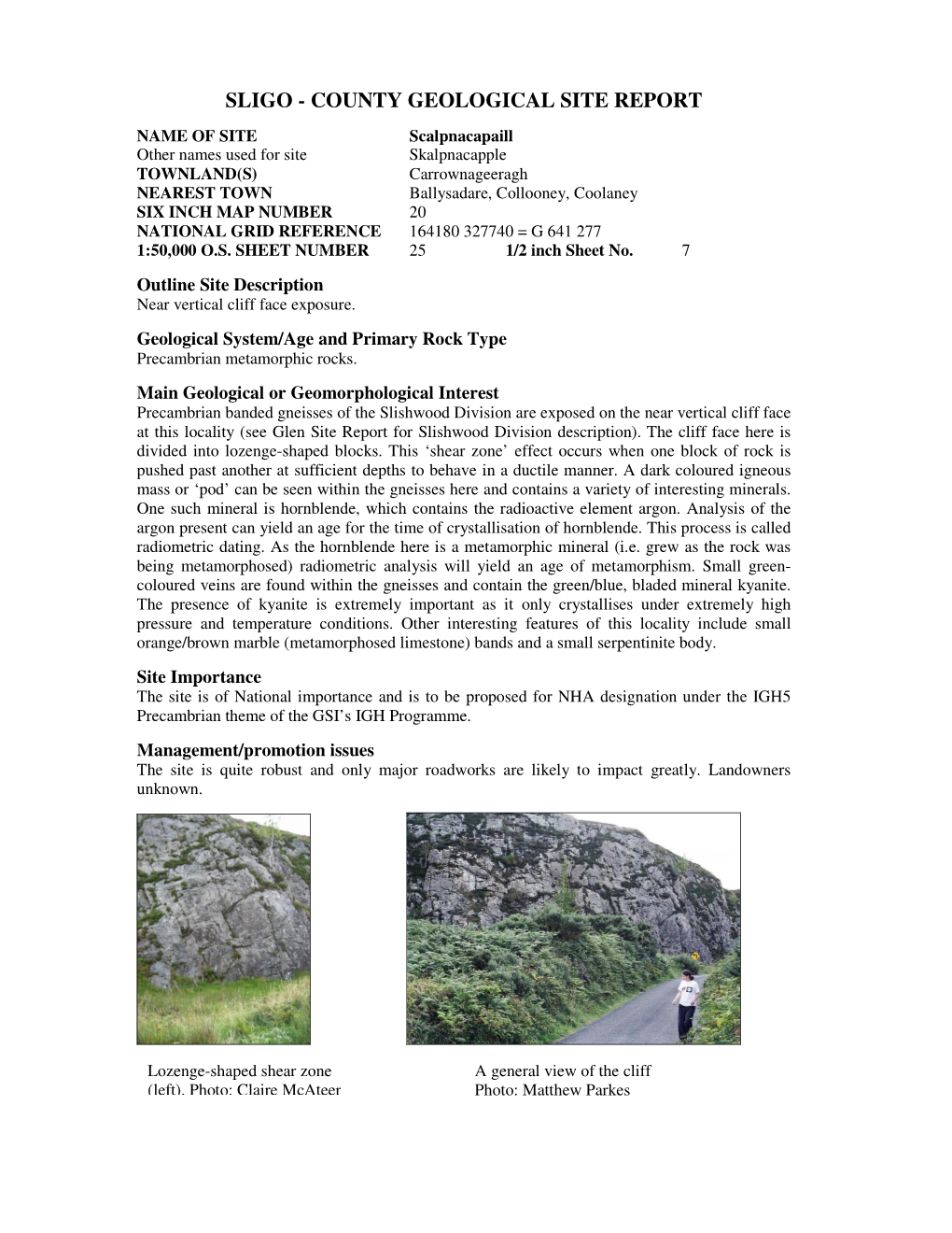 Sligo - County Geological Site Report