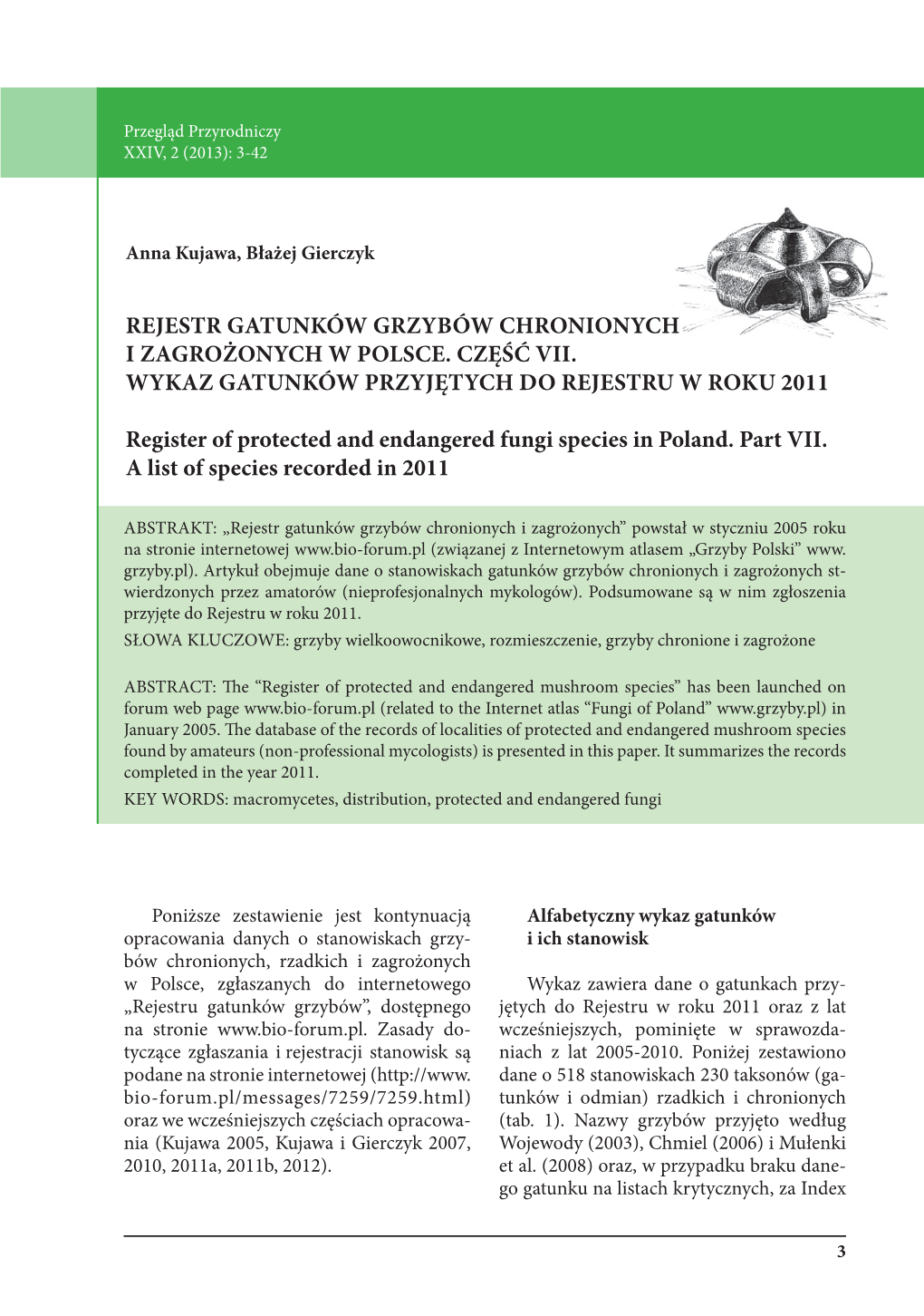 Rejestr Gatunków Grzybów Chronionych I Zagrożonych W Polsce