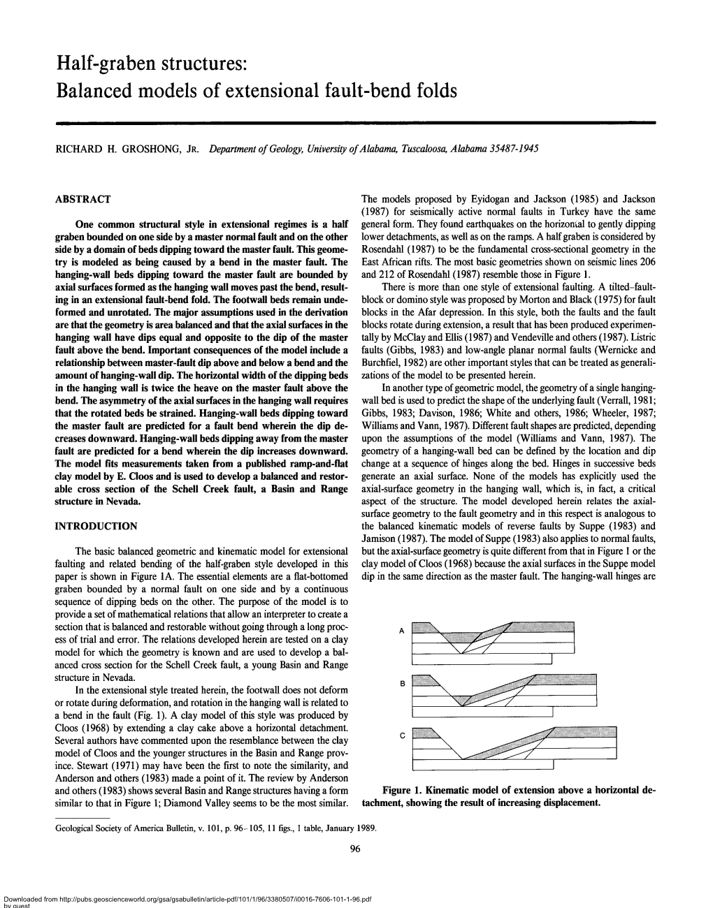 Half-Graben Structures: Balanced Models of Extensional Fault-Bend Folds