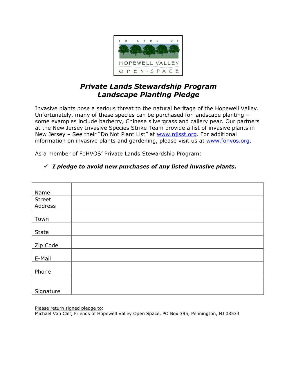 Landscape Planting Pledge