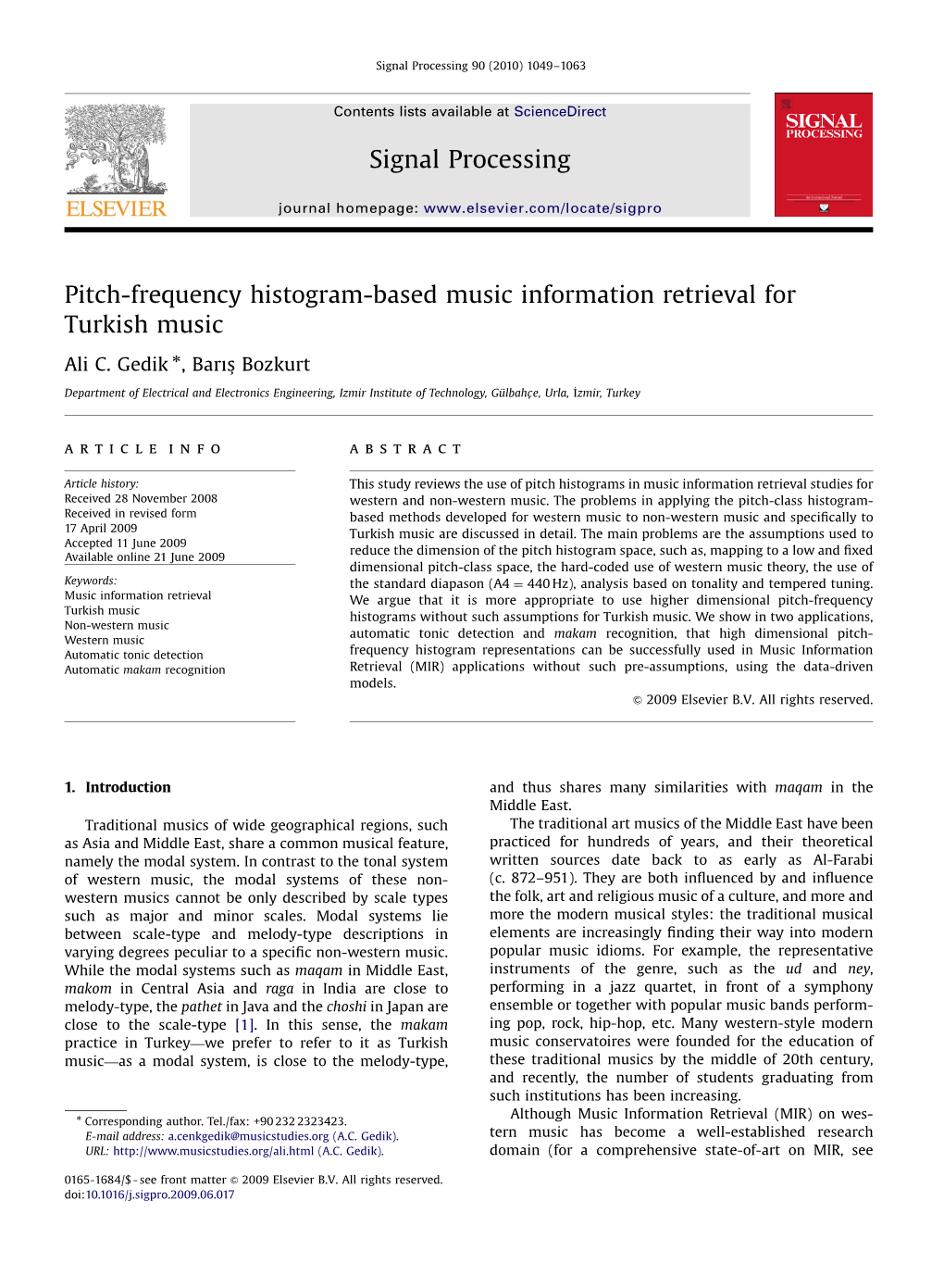 Pitch-Frequency Histogram-Based Music Information Retrieval for Turkish Music