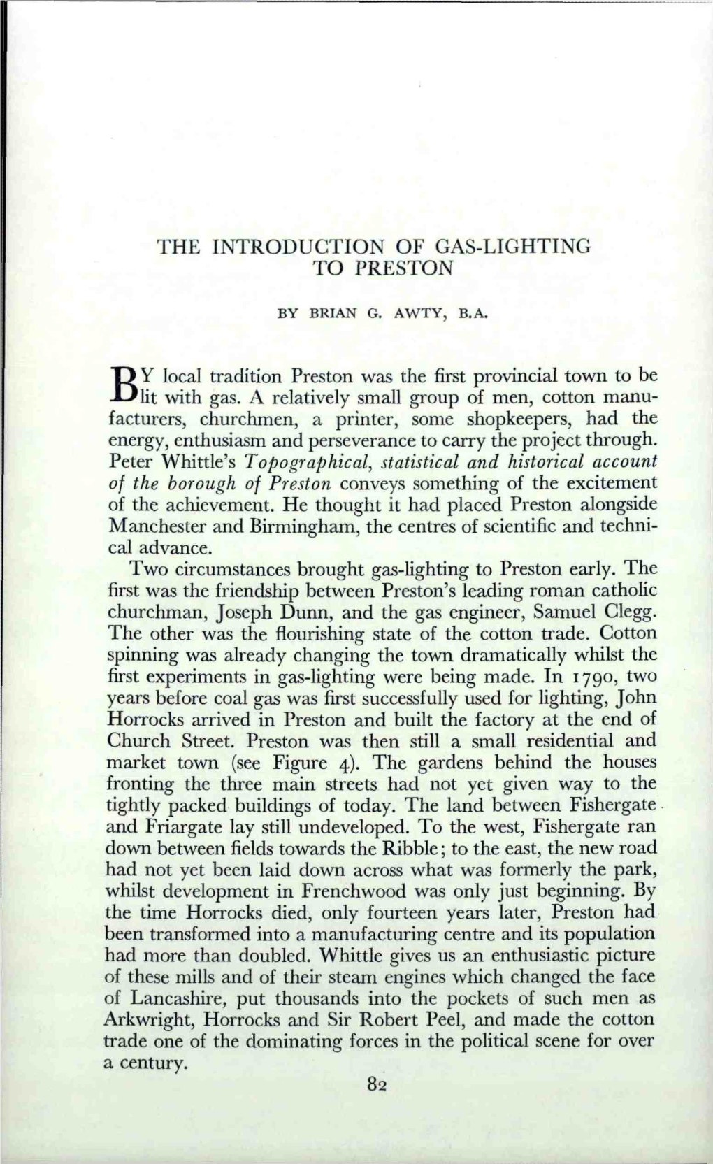 The Introduction of Gas-Lighting to Preston