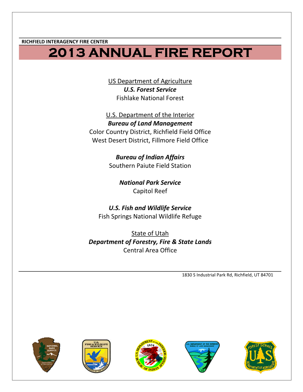 2013 Annual Fire Report Annual Fire