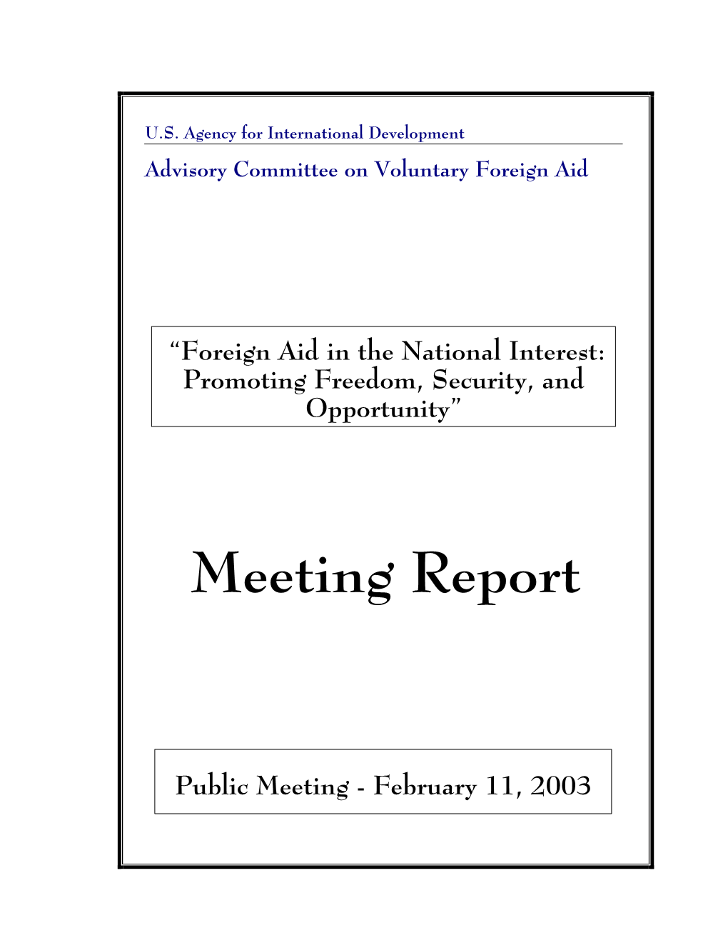 Meeting Report