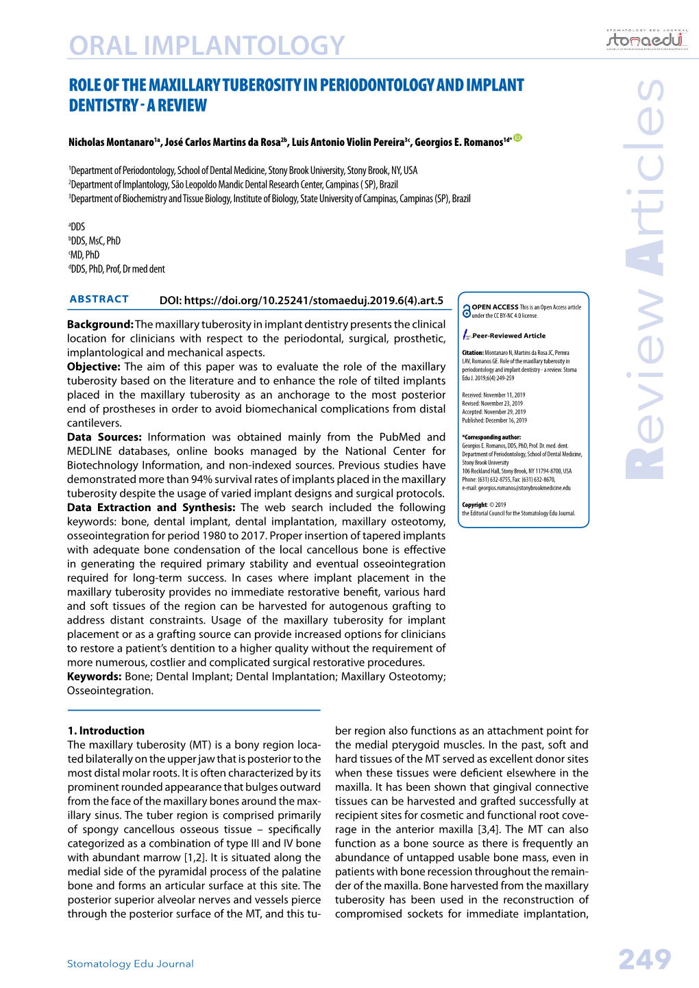 Role of the Maxillary Tuberosity in Periodontology and Implant Dentistry - a Review