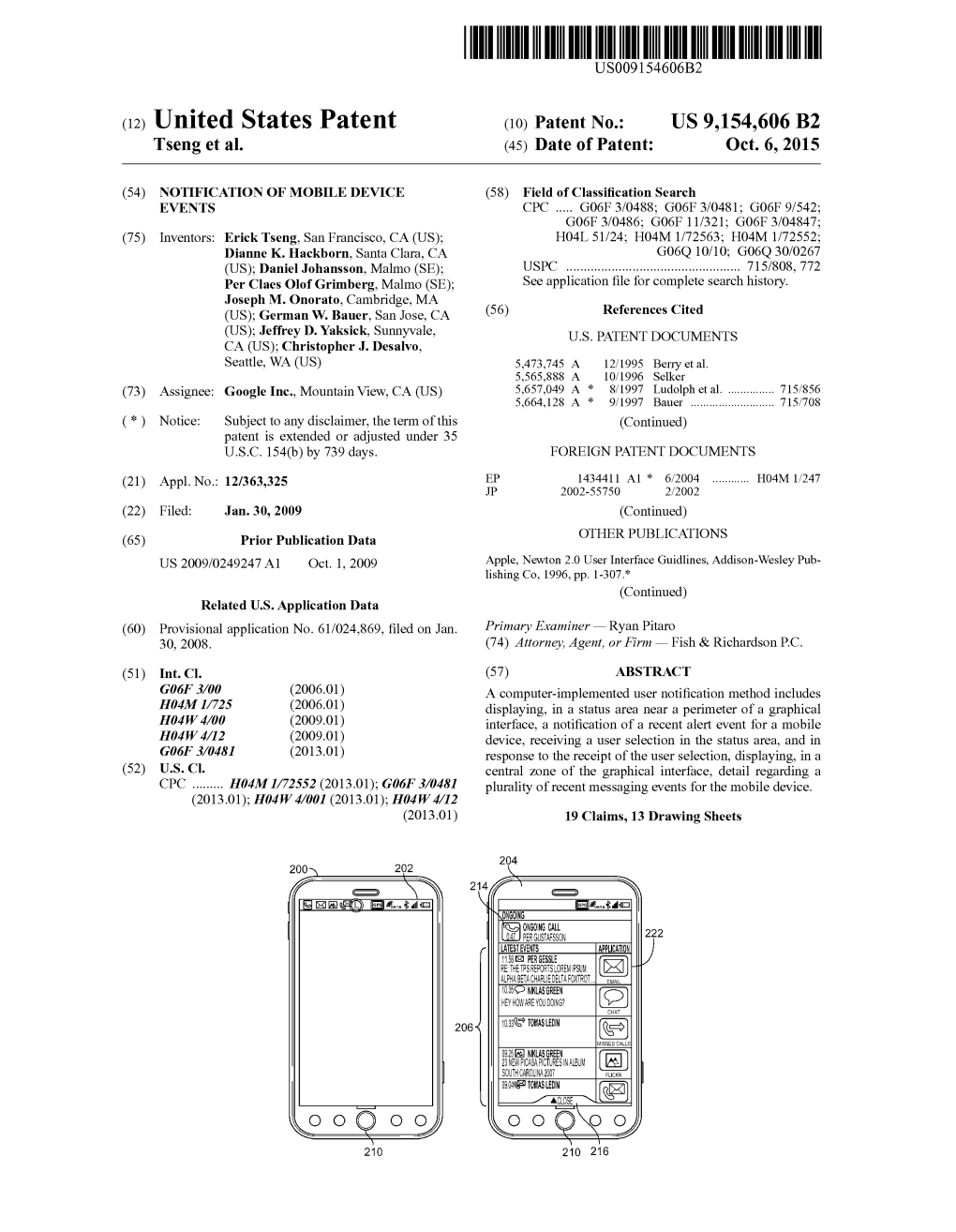 (12) United States Patent (10) Patent No.: US 9,154,606 B2 Tseng Et Al