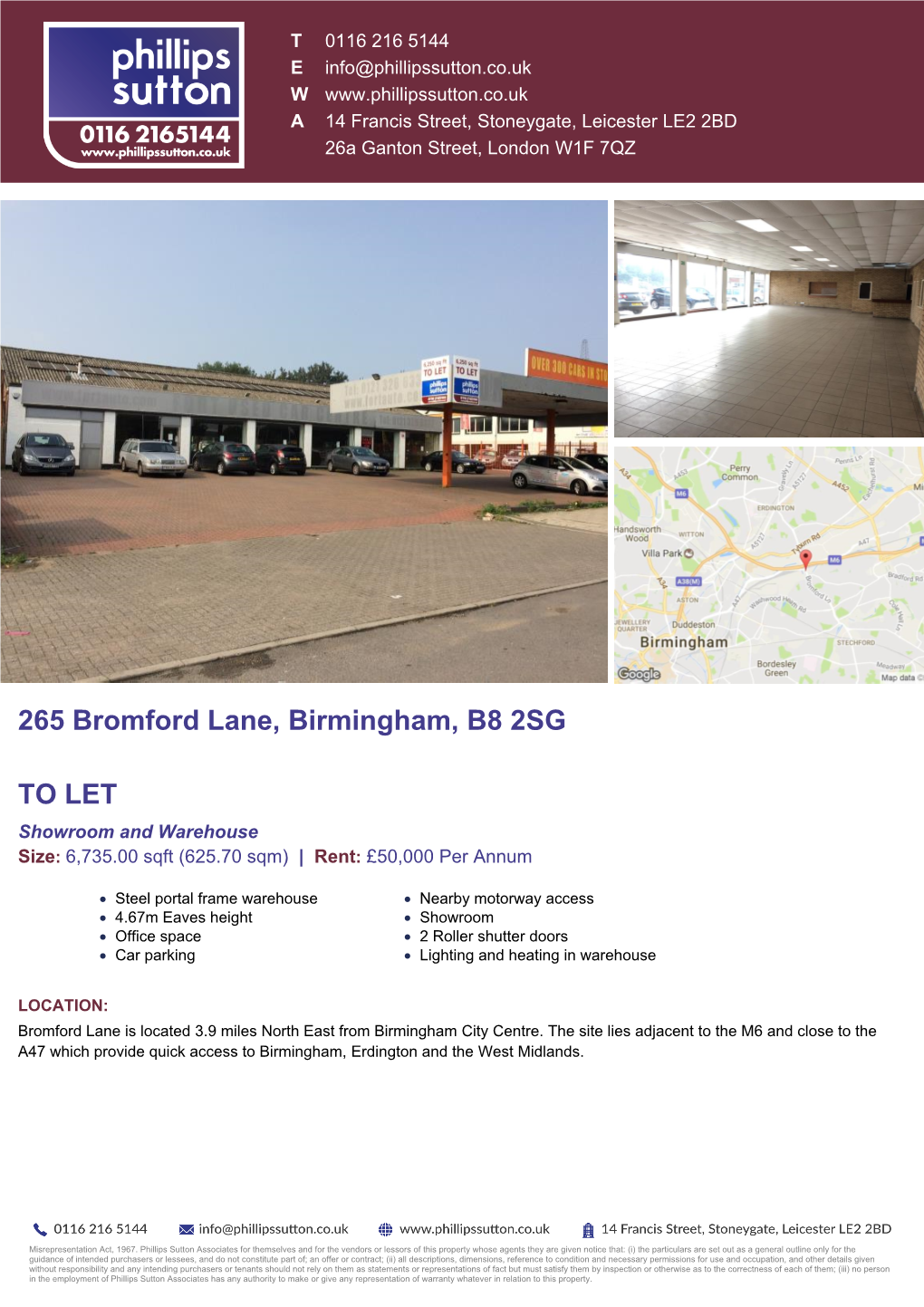 265 Bromford Lane, Birmingham, B8 2SG TO