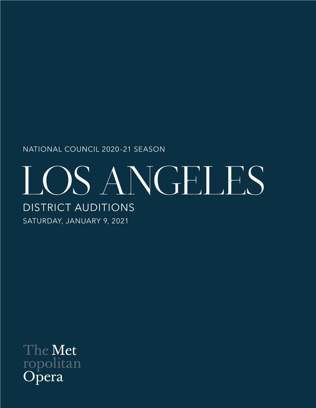 LOS ANGELES DISTRICT AUDITIONS SATURDAY, JANUARY 9, 2021 the 2020 National Council Finalists Photo: Fay Fox / Met Opera