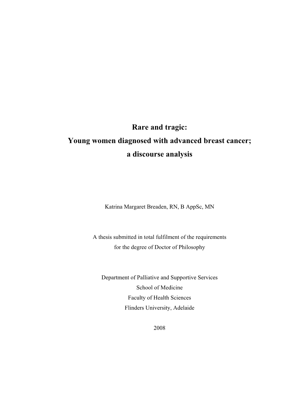 Young Women with Advanced Breast Cancer: a Discourse Analysis