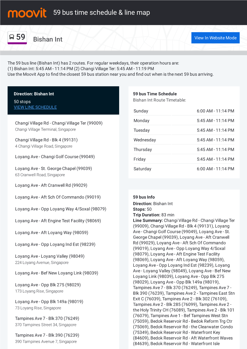 59 Bus Time Schedule & Line Route